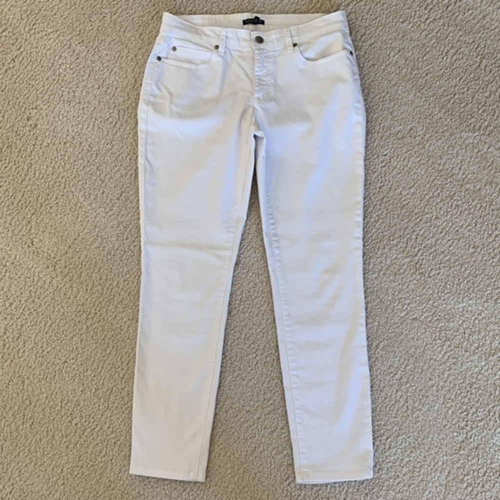 Eileen Fisher White Cropped Skinny Cotton Spandex Denim Jeans Women’s Size 6‎